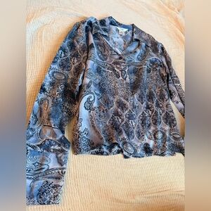 Vintage 100% Silk Paisley Button-Up Blouse